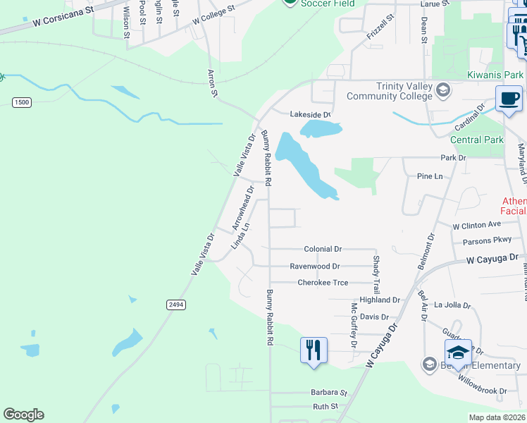 map of restaurants, bars, coffee shops, grocery stores, and more near 714 Bunny Rabbit Road in Athens