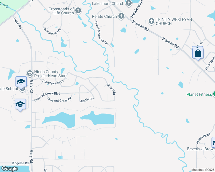 map of restaurants, bars, coffee shops, grocery stores, and more near 1117 Bullrun Drive in Jackson