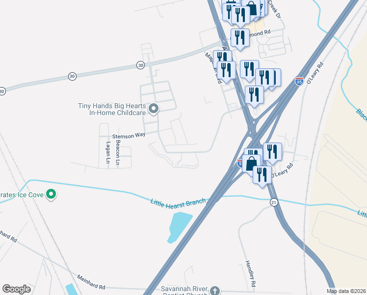 map of restaurants, bars, coffee shops, grocery stores, and more near 50 Newport Boulevard in Port Wentworth