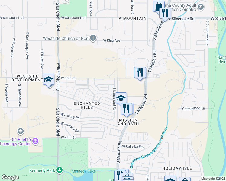 map of restaurants, bars, coffee shops, grocery stores, and more near 1824 West Caravelle Road in Tucson