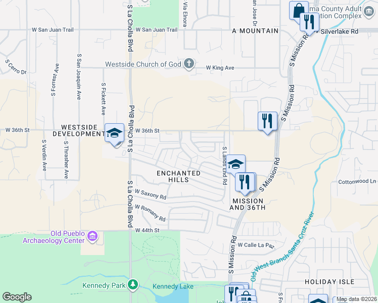 map of restaurants, bars, coffee shops, grocery stores, and more near 1853 West Caravelle Road in Tucson
