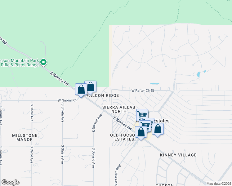map of restaurants, bars, coffee shops, grocery stores, and more near 6194 West Rafter Circle Street in Tucson