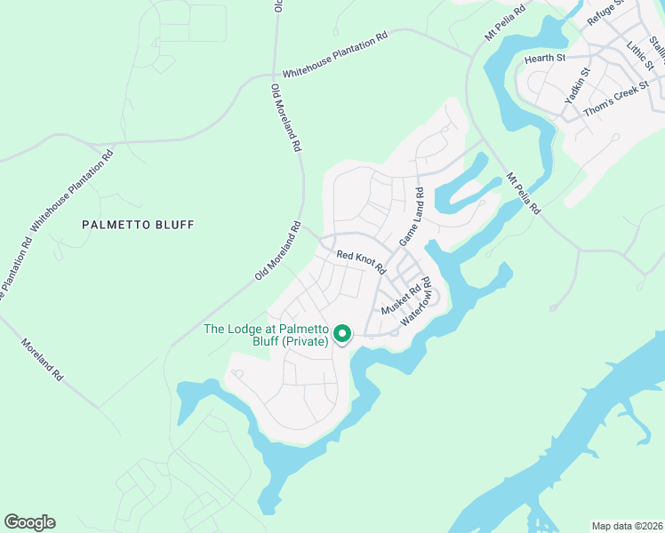 map of restaurants, bars, coffee shops, grocery stores, and more near 6 Red Knot Road in Bluffton