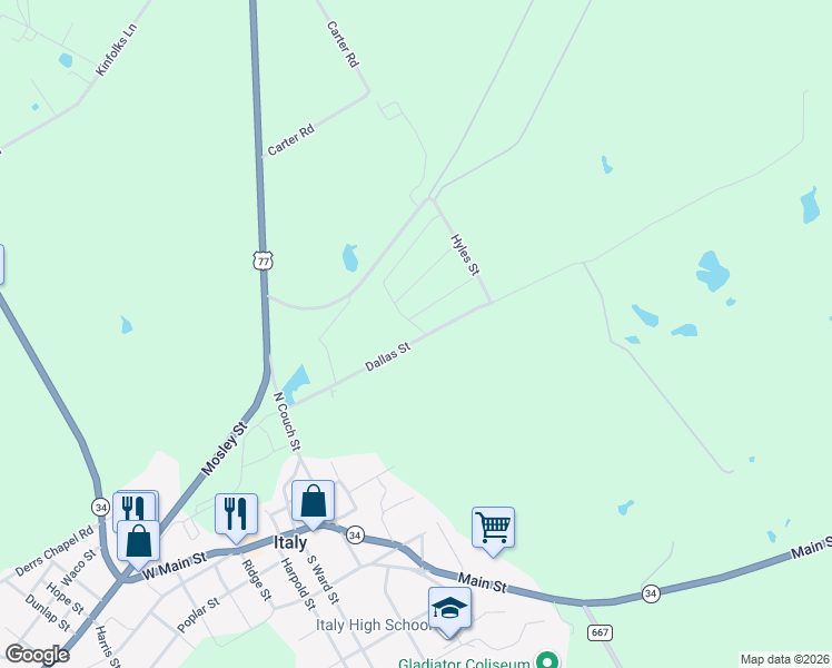 map of restaurants, bars, coffee shops, grocery stores, and more near 313 Chad Street in Italy