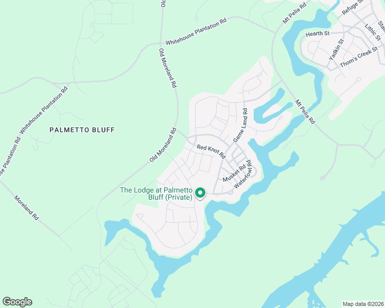 map of restaurants, bars, coffee shops, grocery stores, and more near 6 Red Knot Road in Bluffton