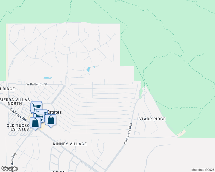 map of restaurants, bars, coffee shops, grocery stores, and more near 5444 West Flying Circle Street in Tucson