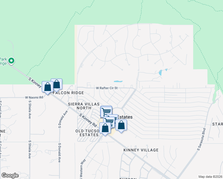 map of restaurants, bars, coffee shops, grocery stores, and more near 6006 West Rafter Circle Street in Tucson