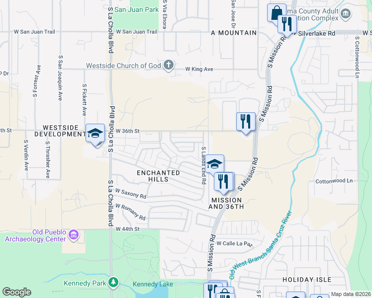 map of restaurants, bars, coffee shops, grocery stores, and more near 1824 West Caravelle Road in Tucson