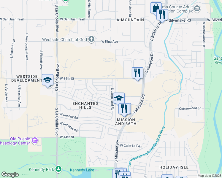 map of restaurants, bars, coffee shops, grocery stores, and more near 1824 West Caravelle Road in Tucson