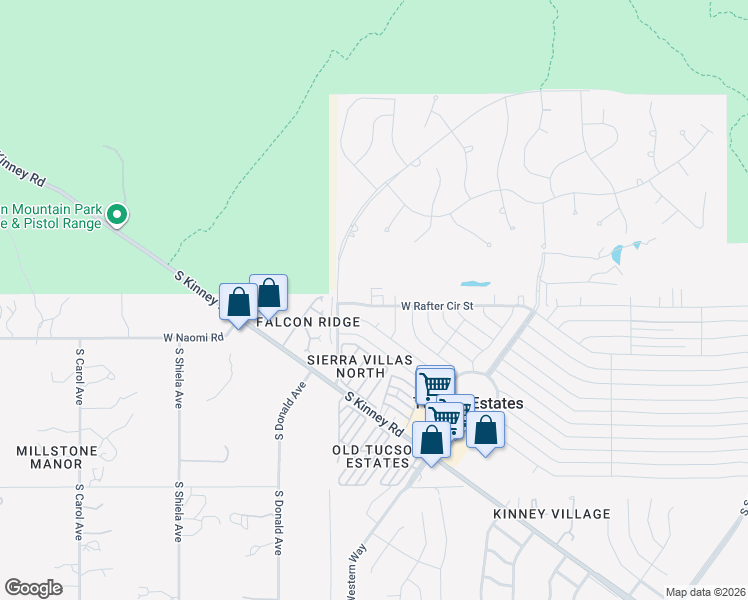 map of restaurants, bars, coffee shops, grocery stores, and more near 6132 West Rafter Circle Street in Tucson