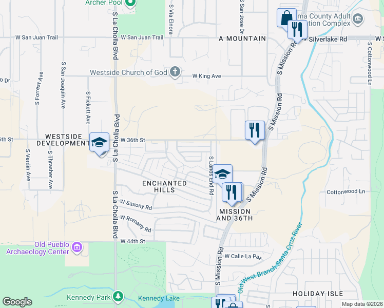map of restaurants, bars, coffee shops, grocery stores, and more near 1853 West Caravelle Road in Tucson