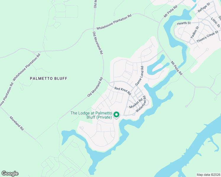 map of restaurants, bars, coffee shops, grocery stores, and more near 6 Red Knot Road in Bluffton