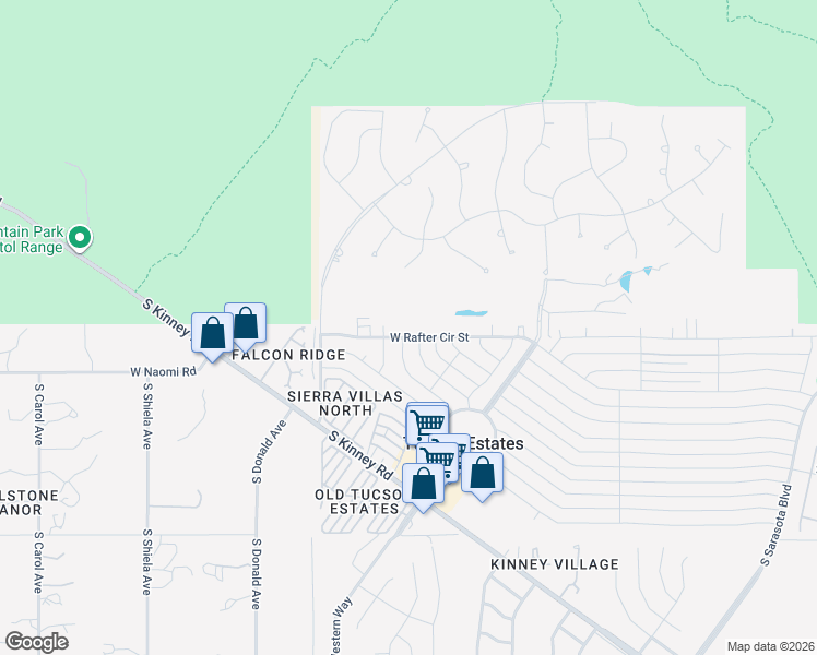 map of restaurants, bars, coffee shops, grocery stores, and more near 6078 West Rafter Circle Street in Tucson