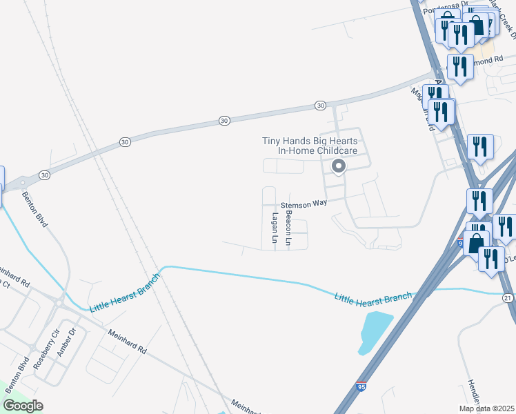 map of restaurants, bars, coffee shops, grocery stores, and more near 43 Corsair Circle in Port Wentworth