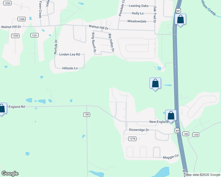 map of restaurants, bars, coffee shops, grocery stores, and more near 19818 Meadow West Lane in Flint