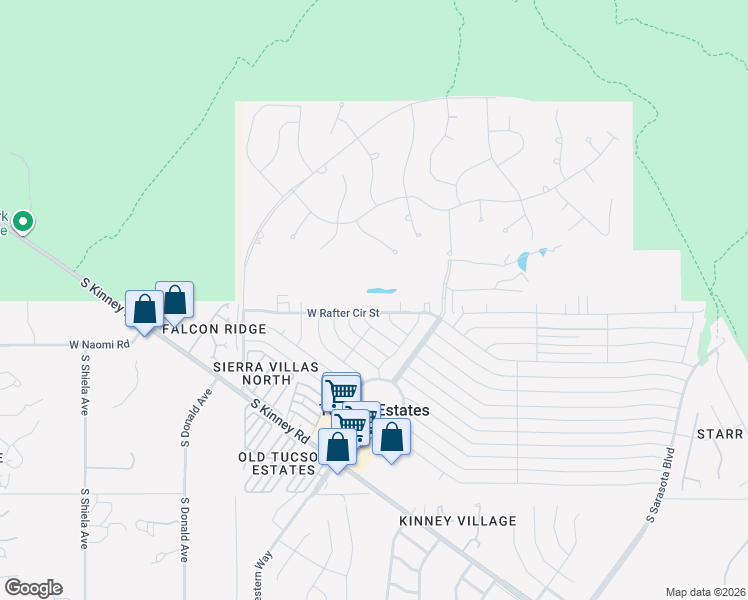 map of restaurants, bars, coffee shops, grocery stores, and more near 6006 West Rafter Circle Street in Tucson