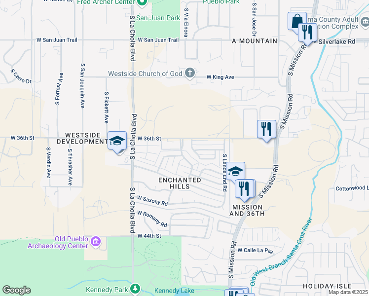 map of restaurants, bars, coffee shops, grocery stores, and more near 1902 West Castle Drive in Tucson