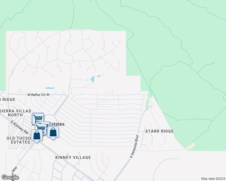 map of restaurants, bars, coffee shops, grocery stores, and more near 5444 West Flying Circle Street in Tucson