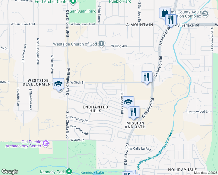 map of restaurants, bars, coffee shops, grocery stores, and more near 1853 West Caravelle Road in Tucson