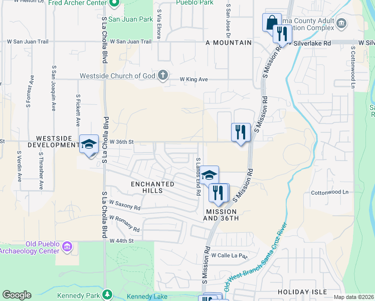 map of restaurants, bars, coffee shops, grocery stores, and more near 1824 West Caravelle Road in Tucson