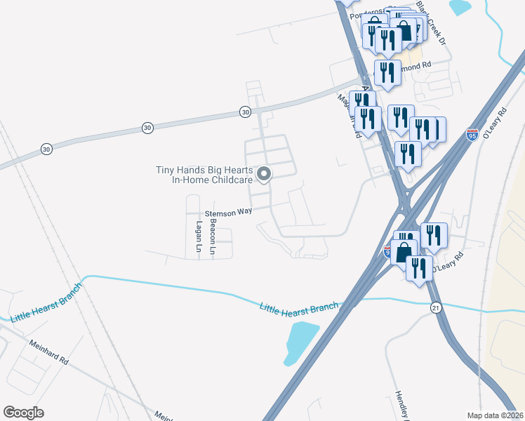 map of restaurants, bars, coffee shops, grocery stores, and more near 8 Stemson Way in Port Wentworth