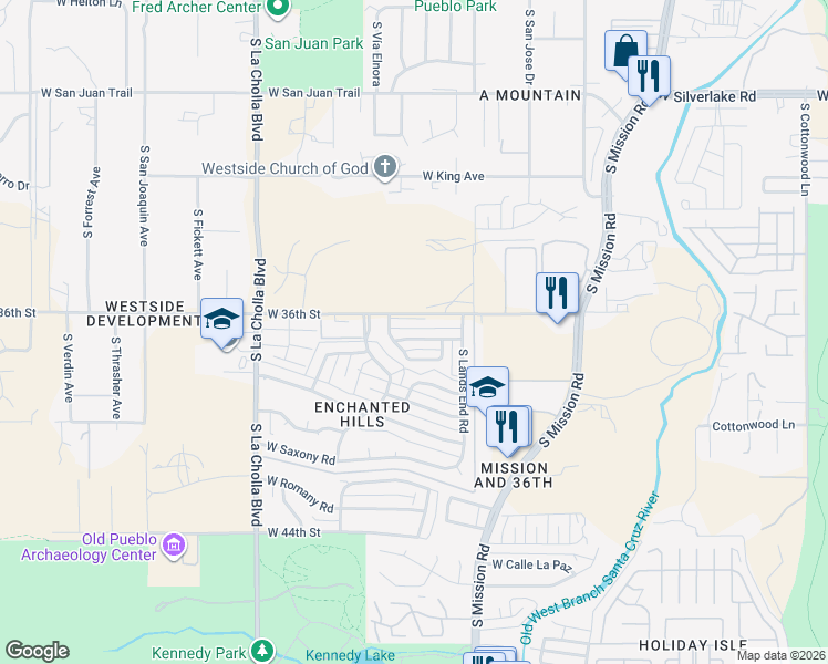 map of restaurants, bars, coffee shops, grocery stores, and more near 1853 West Caravelle Road in Tucson