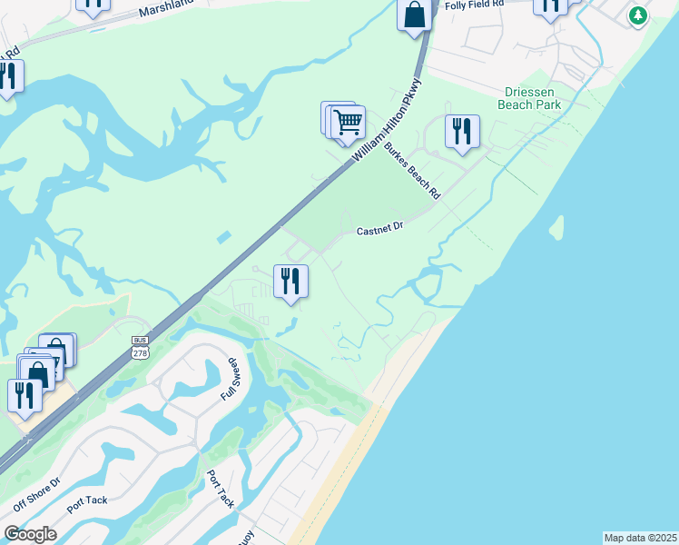 map of restaurants, bars, coffee shops, grocery stores, and more near 10 Singleton Shores Manor in Hilton Head Island