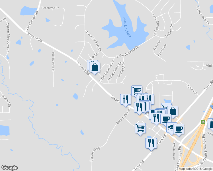 map of restaurants, bars, coffee shops, grocery stores, and more near 617 Dorothy Lane in Byram