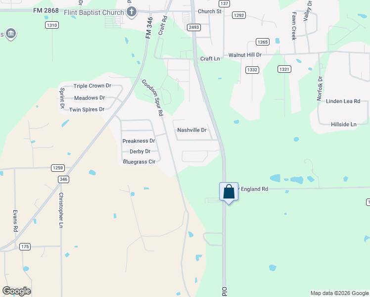 map of restaurants, bars, coffee shops, grocery stores, and more near 10836 Southern Trace Circle in Flint
