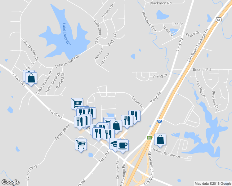 map of restaurants, bars, coffee shops, grocery stores, and more near 50 Byram Drive in Byram