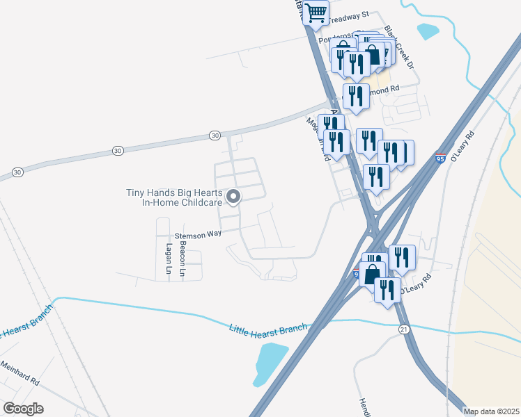 map of restaurants, bars, coffee shops, grocery stores, and more near 51 Cordage Circle in Port Wentworth