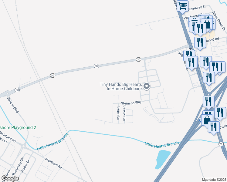 map of restaurants, bars, coffee shops, grocery stores, and more near 43 Gimbal Circle in Port Wentworth