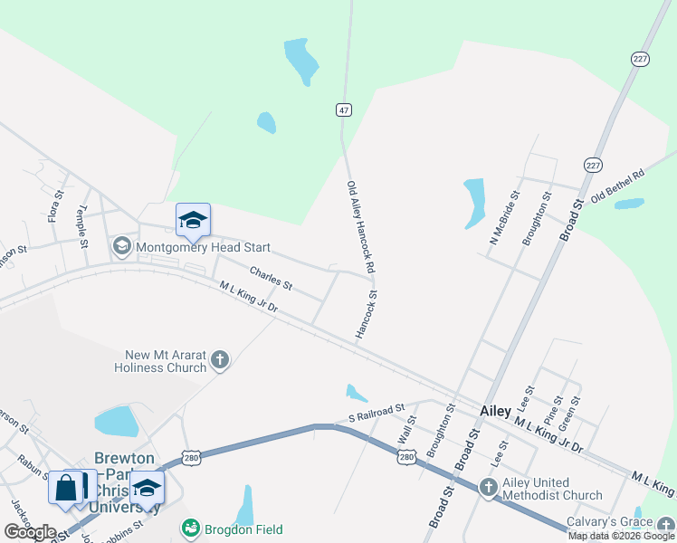 map of restaurants, bars, coffee shops, grocery stores, and more near 701 Ailey-Lothair Road in Ailey