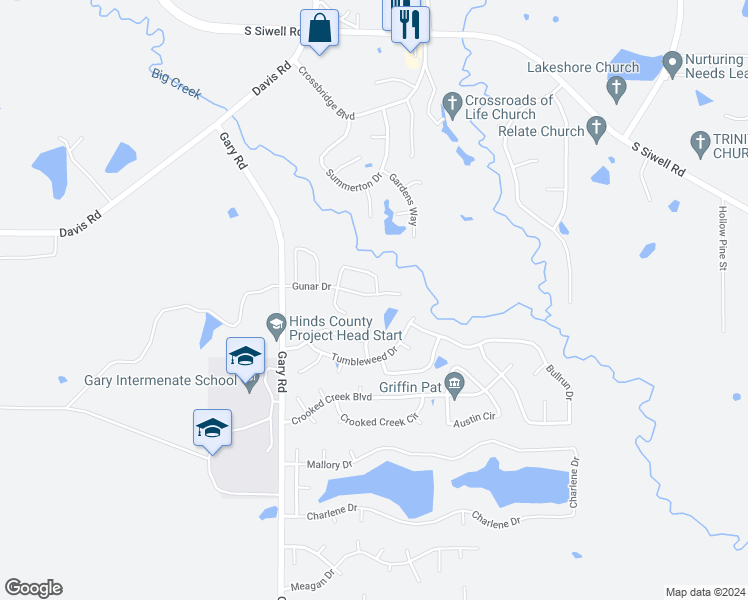 map of restaurants, bars, coffee shops, grocery stores, and more near 4237 Gunar Drive in Byram