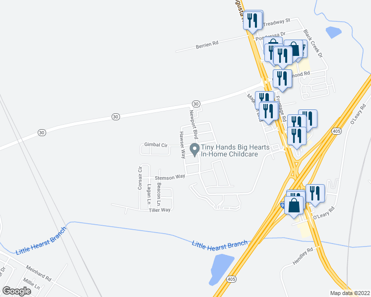 map of restaurants, bars, coffee shops, grocery stores, and more near 28 Halyard Drive in Port Wentworth