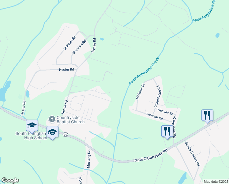 map of restaurants, bars, coffee shops, grocery stores, and more near 1207 Nease Road in Guyton