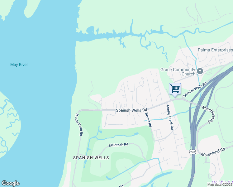 map of restaurants, bars, coffee shops, grocery stores, and more near 47 Captain Sim Drive in Hilton Head Island