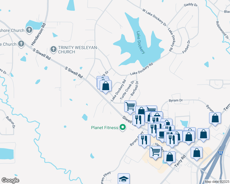 map of restaurants, bars, coffee shops, grocery stores, and more near 1218 Wildwood Road in Jackson