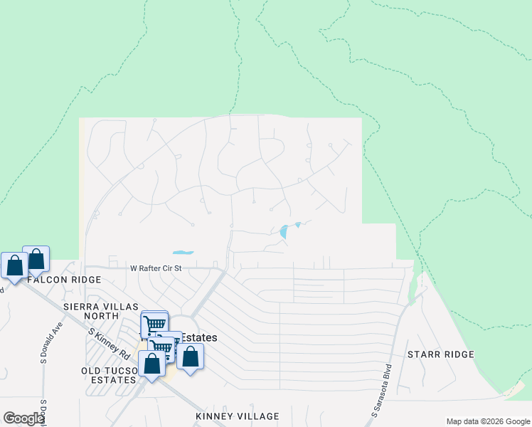 map of restaurants, bars, coffee shops, grocery stores, and more near 5680 Triangle X Place in Tucson