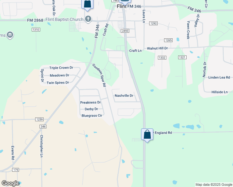 map of restaurants, bars, coffee shops, grocery stores, and more near 10844 Nashville Drive in Flint