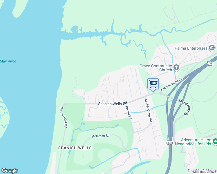 map of restaurants, bars, coffee shops, grocery stores, and more near 38 Lavender Circle in Hilton Head Island