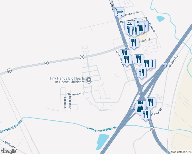 map of restaurants, bars, coffee shops, grocery stores, and more near 3 Halyard Drive in Port Wentworth