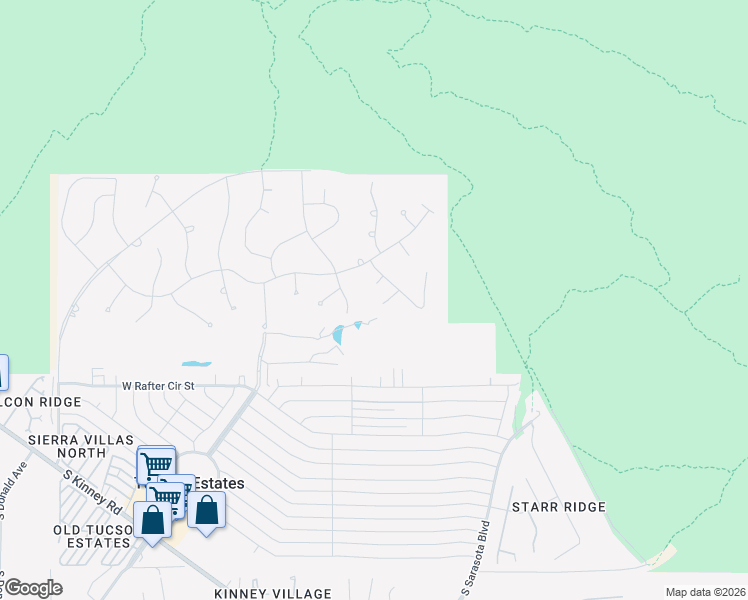 map of restaurants, bars, coffee shops, grocery stores, and more near 2336 South Diamond D Drive in Tucson