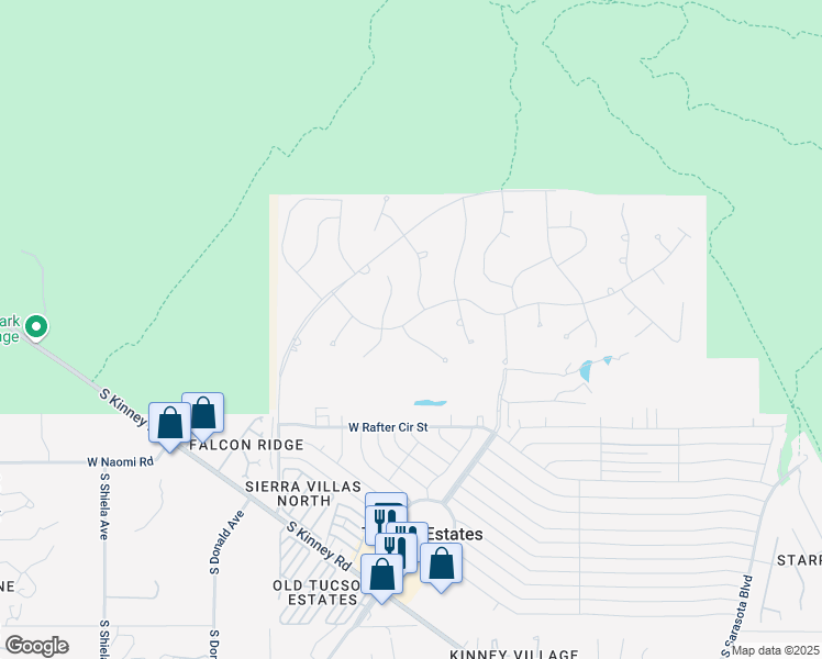 map of restaurants, bars, coffee shops, grocery stores, and more near 2381 South Walking H Place in Tucson