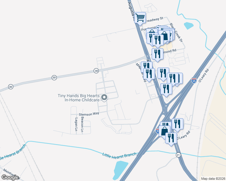 map of restaurants, bars, coffee shops, grocery stores, and more near 3 Halyard Drive in Port Wentworth
