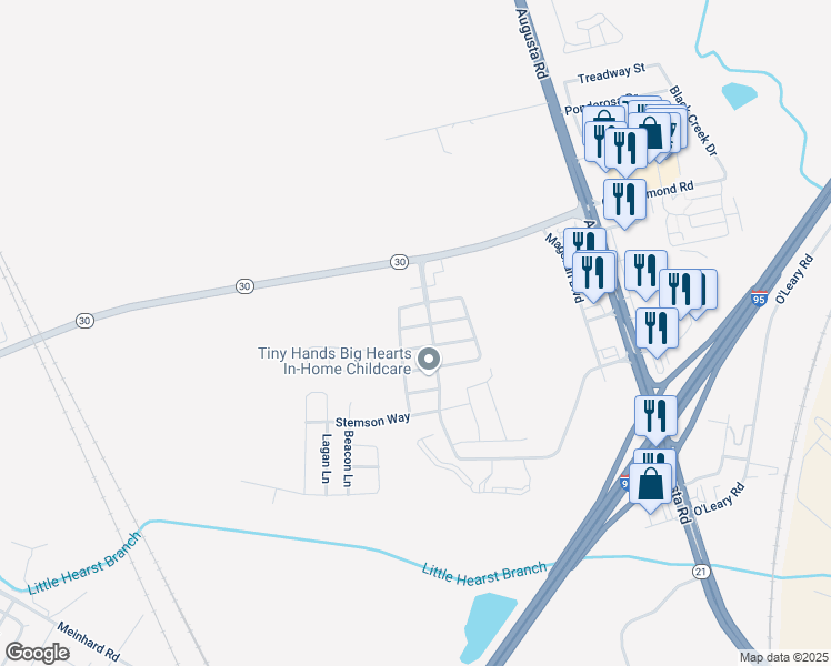 map of restaurants, bars, coffee shops, grocery stores, and more near 18 Halyard Drive in Port Wentworth