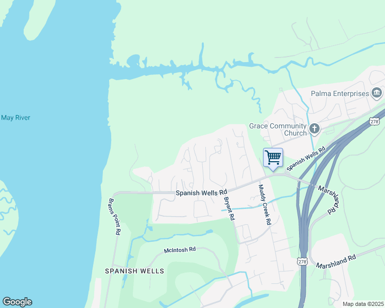 map of restaurants, bars, coffee shops, grocery stores, and more near 38 Lavender Circle in Hilton Head Island
