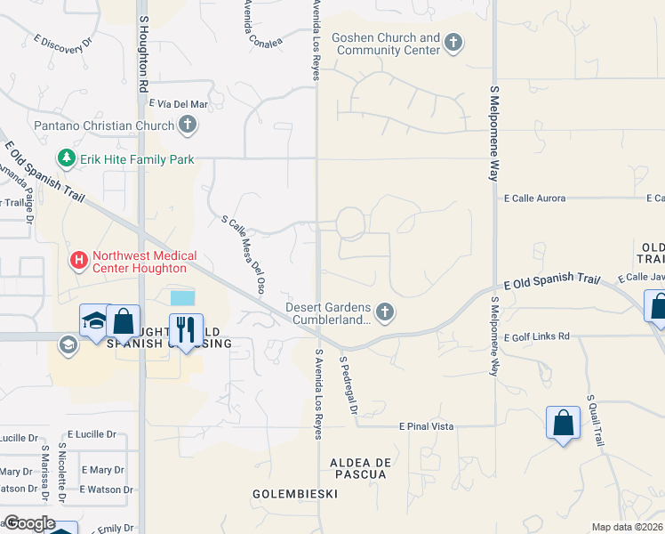 map of restaurants, bars, coffee shops, grocery stores, and more near 10731 East Placita Reina Linda in Tucson