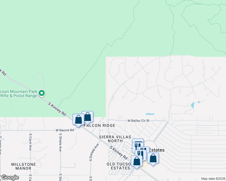 map of restaurants, bars, coffee shops, grocery stores, and more near 6142 West Tucson Estates Parkway in Tucson