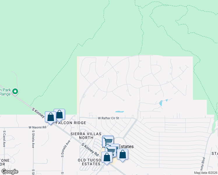 map of restaurants, bars, coffee shops, grocery stores, and more near 2381 South Walking H Place in Tucson